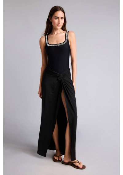 Defacto Regular Fıt Siyah Burkini Plaj Eteği H9907ax26hsbk81 Siyah-bk81
