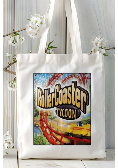Art Hediye Roller Coaster Oyun Baskılı Bez Çanta Omuz Çantası Kişiye Özel Model 5 Çok Renkli