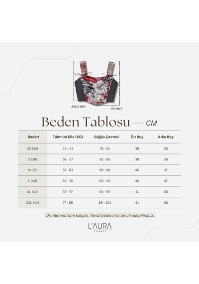 L'aura Corset Hibisküs Çiçek Desenli Füme Bayan Korse Büstiyer