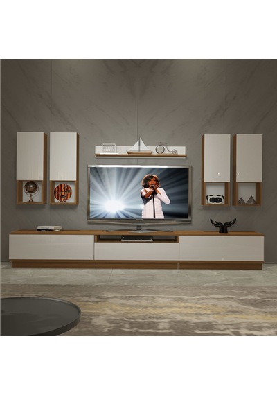 Decoraktiv Trendstyle 8das Mdf Tv Ünitesi Tv Sehpası - Ceviz Beyaz Ahşap - Beyaz