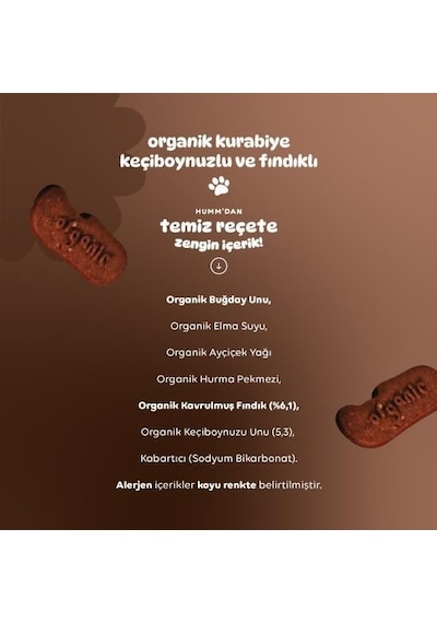 Organik Keçiboynuzlu Ve Fındıklı Vegan Kurabiye 55 Gr
