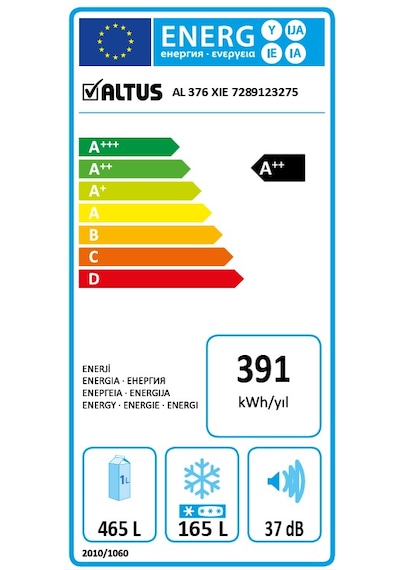 Altus Al 376 XIE 630 LT No-Frost Çift Kapılı Buzdolabı