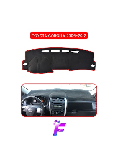 Toyota Corolla 2006-2012 Araca Özel Torpido Örtüsü Ön Göğüs Kılıfı Tam Koruma Kaymaz B33 Kırmızı
