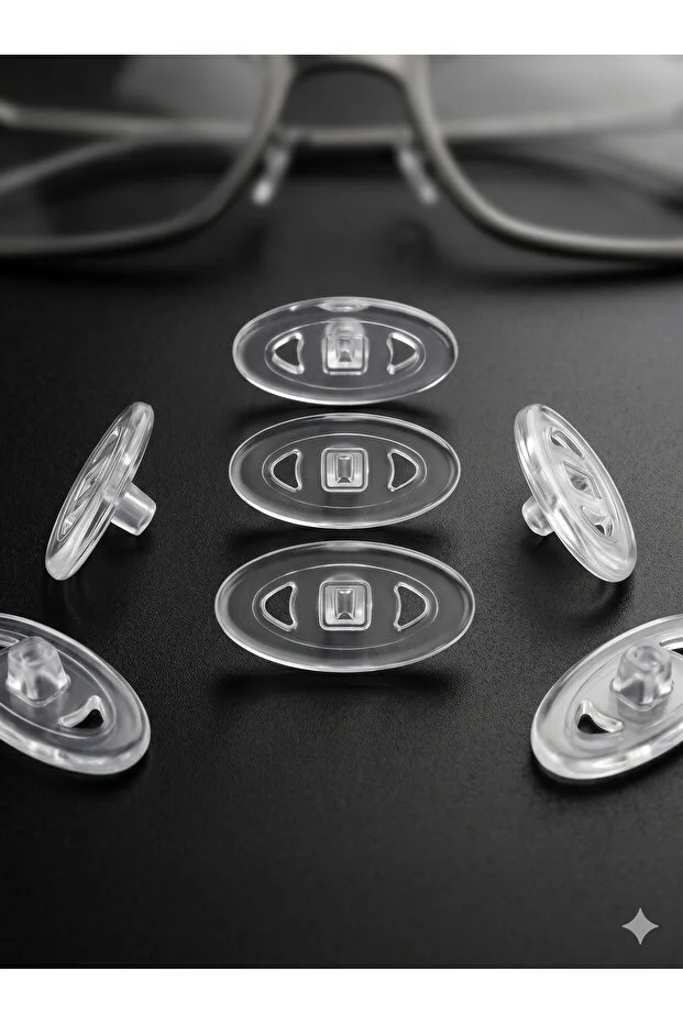 10 Adet 5 Çift Gözlük Burun Pedi - 15 Mm Vidalı Elips Silikon Plaket - Yumuşak Konforlu Set