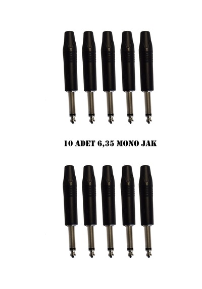 6.35 Mm Mono Çivi Jak Lehim Tipi Fiş Enstrüman Gitar Amfi Mikser Ses Kablosu Giriş Jakı 10 Adet