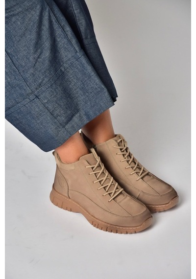 Fox Shoes Z555663401 Vizon Hakiki Deri Nubuk Kadın Bot