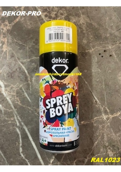 Dekor Pro 400ml Trafik Sarı Renk Sprey Boya Krom Sarı Sprey Boya Yüksek Kalite Sarı1023
