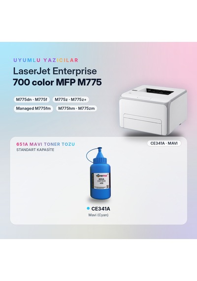 Hp 651a Ce341a Toner Tozu Mavi 435gr / Laserjet Enterprise 700 Color Mfp M775