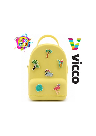 Vicco Pvc Mini Boy Çocuk Plaj Çantası Kreş Çantası Sırt Çantası Okul Çantası Unisex Çanta Sarı