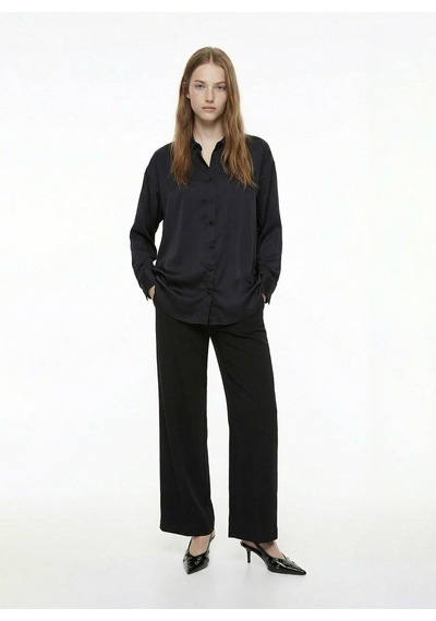 Fabrika Siyah Kadın Loose Fit Gömlek F6sl-gml0194