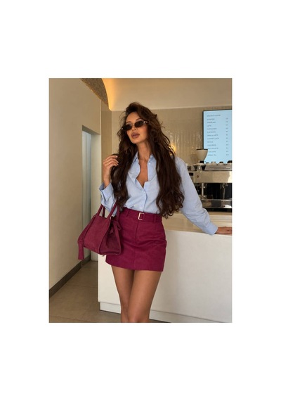 Verymoda Kemerli Etek F1801 Bordo