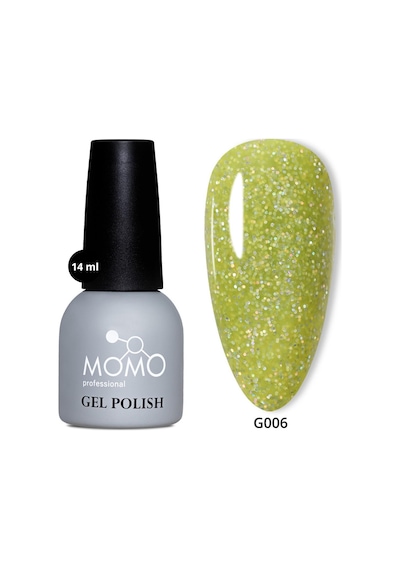 Momo Professional Glitter Kalıcı Oje G006 Lime Yeşili Holografik Simli 14 Ml
