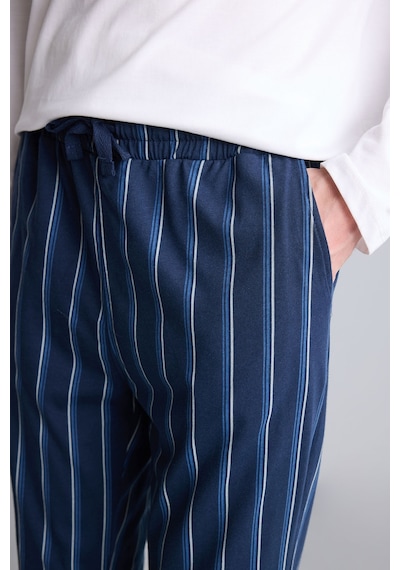 Defacto New Regular Fit Uzun Kollu Düğme Detaylı Üst Çizgili Alt 2li Pijama Takımı H7607ax26auwt34 Beyaz-wt34