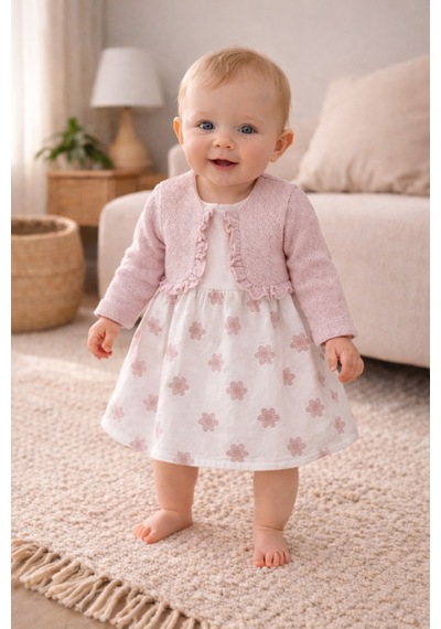 Uğur Bebe Birinci Pamuk Bolero Modeli Kız Bebek Penye Elbise Çiçek Desenli Şık Günlük & Özel Gün Pudra Pudra Uğur Bebe Birinci Pamuk Bolero Modeli Kız Bebek Penye Elbise Çiçek Desenli Şık Günlük & Özel Gün Pudra Pudra