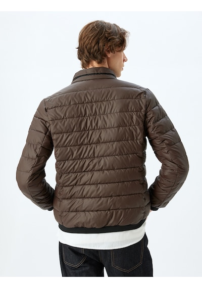 Koton Dik Yaka Etiket Detaylı Slim Fit Şişme Ceket Kahverengi 5wam20029hw Kahverengi Koton Dik Yaka Etiket Detaylı Slim Fit Şişme Ceket Kahverengi 5wam20029hw Kahverengi