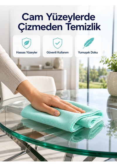 Mikrofiber Cam Bezi Çizmeden Temizlik Sağlayan Yüksek Su Emici Cam Silme Bezi 40x60 Cm Diğer