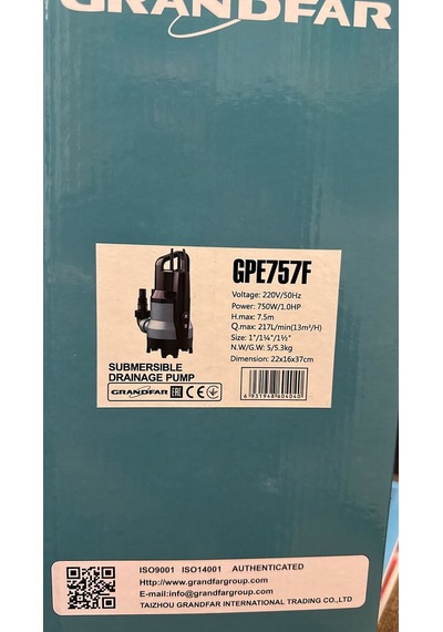 Grandfar Gpe757 Drenaj Pompası Elektrot Flatörlü- 750 Watt