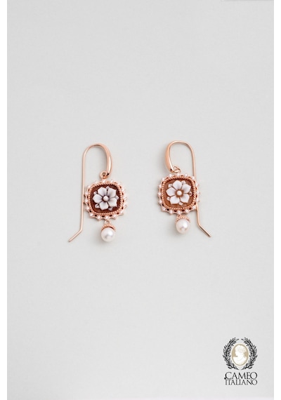Cameo Italiano 18 Ayar Rose Altın Kaplama Gümüş Tasarım Küpe Rose Gold