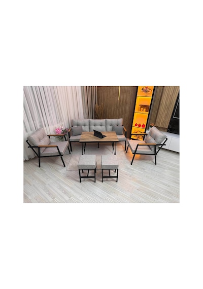 Houseart Lale Balkon, Bahçe - Cafe , Teras , Metal Kanepe Koltuk Takımı ,çay Seti 3+1+1+ 2 Puf Yemek Masası Açık Gri Houseart Lale Balkon, Bahçe - Cafe , Teras , Metal Kanepe Koltuk Takımı ,çay Seti 3+1+1+ 2 Puf Yemek Masası Açık Gri