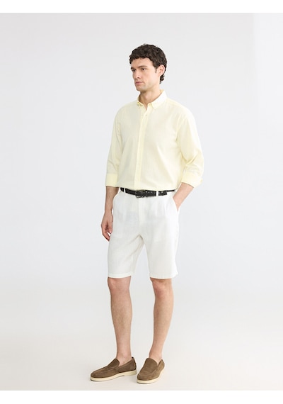 Lcw Vision Sarı Regular Fit Keten Karışımlı Erkek Gömlek