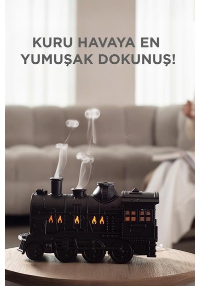 Tren Tasarım Kumandali Ultrasonik 300 Ml Hava Nemlendiricisi Led Işıklı Aroma Difüzör