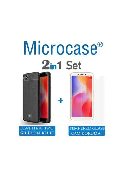 Microcase Xiaomi Redmi 6A Leather Tpu Silikon Kilif + Cam Koruma 292770335 - Seçenek / Cam Koruma-Tempered Glass Istiyorum