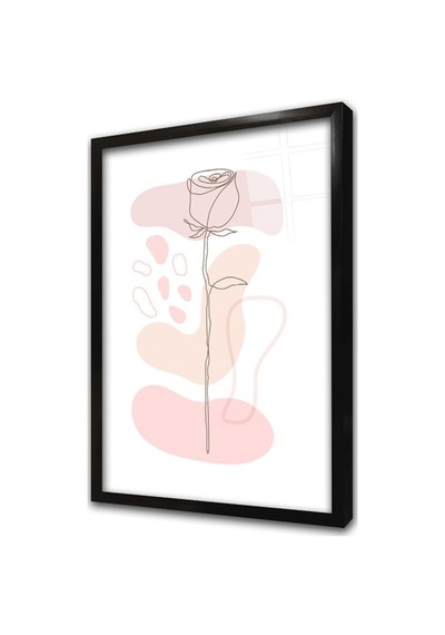 Line Art Çiçek V Çerçeveli Cam Tablo-172080
