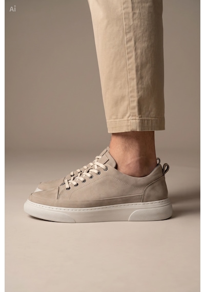 Whiteface Stilist Store Hakiki Deri Günlük Casual Sneaker Günlük Ayakkabı Gri