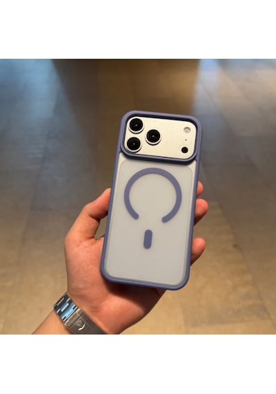 Apple iPhone 17 Pro Max Magsafe Uyumlu Renkli Şeffaf Kılıf Lila