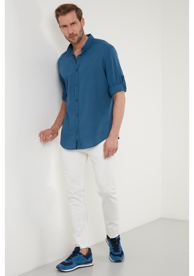 Buratti Pamuklu Regular Fit Düğmeli Yaka Erkek Gömlek Cf20S111871 Indigo