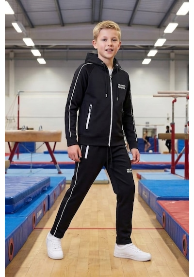 Pina Kids Erkek Çocuk Unlimited Şeritli Kapüşonlu Düz Paça Reglan Kol Dalgıç Kumaş Eşofman Takımı Esf7014 siyah Pina Kids Erkek Çocuk Unlimited Şeritli Kapüşonlu Düz Paça Reglan Kol Dalgıç Kumaş Eşofman Takımı Esf7014 siyah
