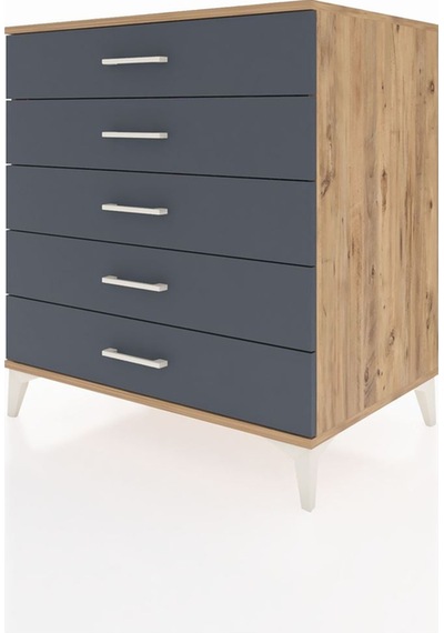 Kronos Şifonyer 5 Çekmeceli 88x59x96 Çam-antrasit Çam
