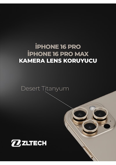 İphone 16pro/16promax Uyumlu Kamera Lens Koruyucu Desert Titanyum