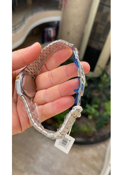 Ferro Quartz Çelik Altın/gri Yeşil Kadran 32 Mm Kelebek Kilit Kadın Kol Saati Gri