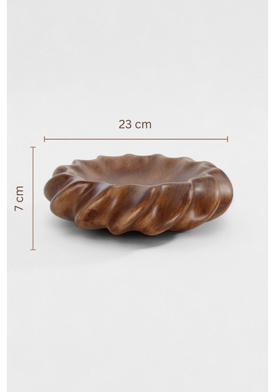Fjora Ahşap Dokulu Bohem Seramik Obje Tabak 23x7 Cm