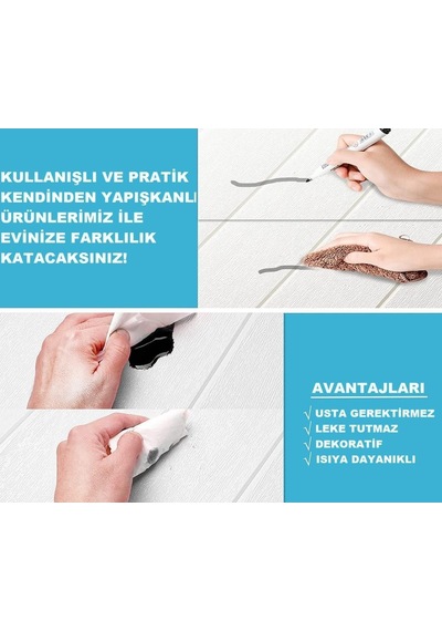 Beyaz Lambri 3D Kendinden Yapışkanlı Duvar Kağıdı Paneli Nw43