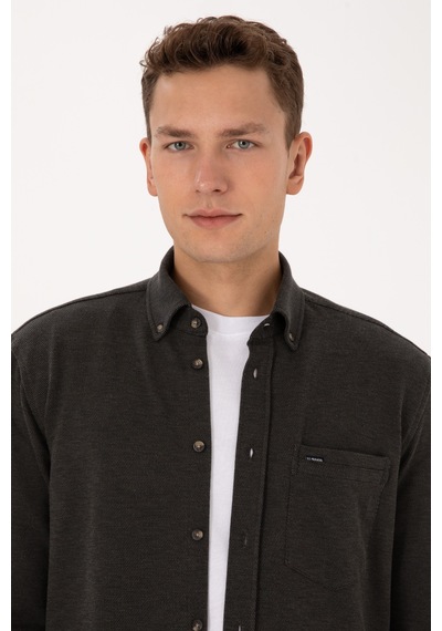 U.s. Polo Assn. Erkek Haki Gömlek Örme 50308469-vr027 Haki
