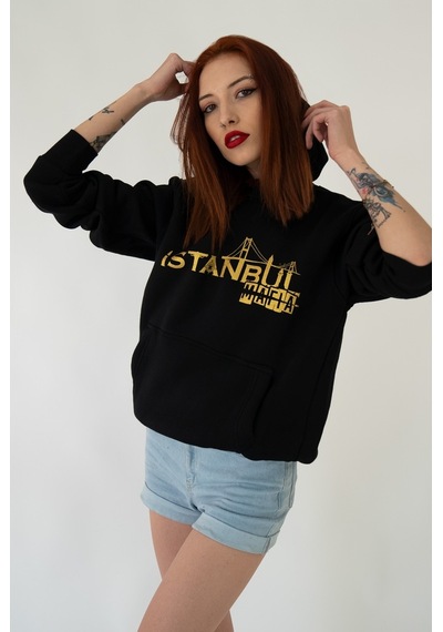Istanbul Mafıa Kapşonlu Siyah Unisex Sweatshirt Hoodie Polar