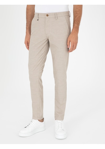 Cacharel Bej Slim Fit Pamuk Karışımlı Kanvas Pantolon