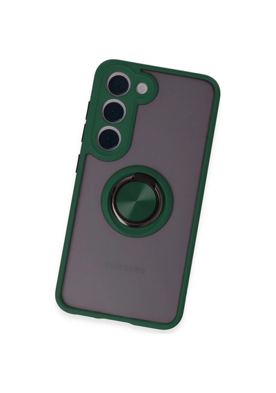 Newface - 11 - Samsung Galaxy S23 Kılıf Montreal Yüzüklü Silikon Kapak - Metemıx - - Yeşil