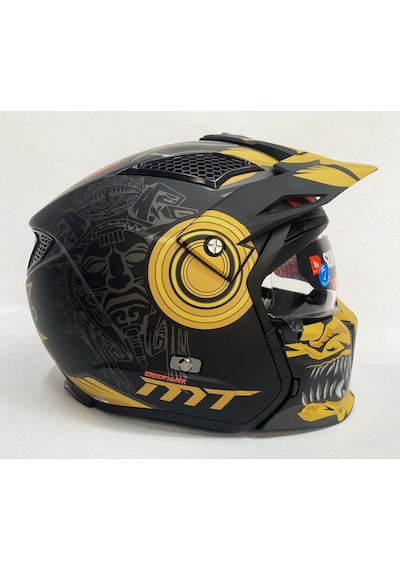 Mt Streetfighter SV Aztec B3 Çene Açılır Motosiklet Kaskı Mat Siyah - Sarı