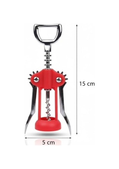Ayrex Kırmızı Kanatlı Tirbuşon Şarap Açacağı Paslanmaz Çelik Vidalı, Ergonomik Kollu, Klasik Şişe Açac Diğer