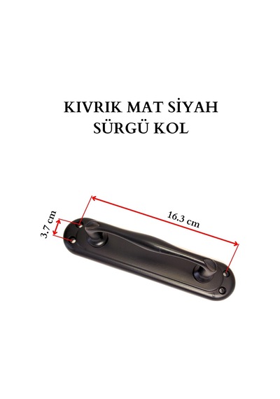 Kumru Sürgü Kapı Kolu, Kıvrık Çekme Kol, Mat Siyah, 16.3 Cm X 3.7 Cm, 2 Adet Çağdaş, Mat Siyah, 16.3