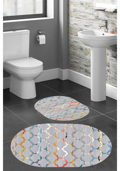 Eliana Home Dijital Baskı 2'li Banyo Paspas Takımı Lna5-hy903 100x60 Ve 60x50 Cm Gri