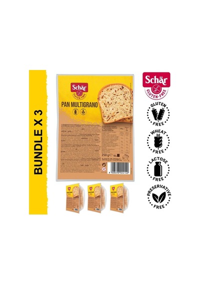 Pan Multigrano Glutensiz Keten Tohumu, Darı Ve Ayçekirdekli Ekmek 250 Gr 3 Adet