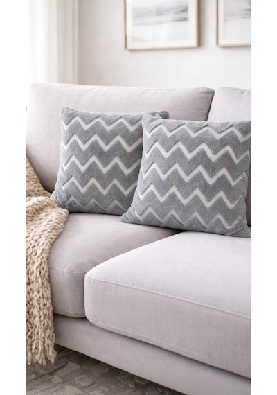 Linen Bohem Soft Punch Gri Kırlent Kılıfı 2 Adet 43x43 Gri