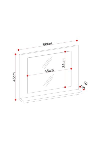 Makbulce Yakut Raflı Dresuar Banyo Aynası 60 x 45 Beyaz Makbulce Yakut Raflı Dresuar Banyo Aynası 60 x 45 Beyaz