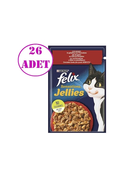 Purina Felix Sığır Eti ve Domates Soslu Yaş Kedi Maması 26 x 85 G