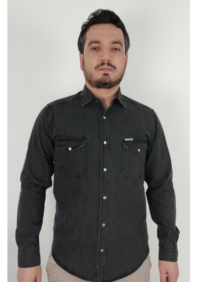 Tousus Slim Fit Kot Erkek Gömlek Slm-2006-tss Gri
