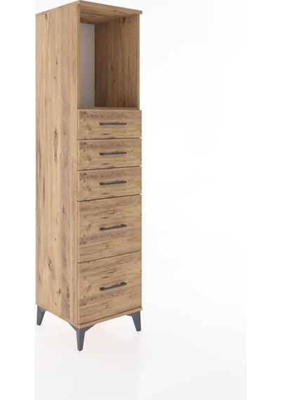 Hyperion Dolap Tek Raflı 5 Çekmeceli 44x44x182 Çam-çam Çam